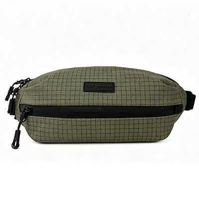 Grid Ripstop Nylon Sling Bag for Men Women, Waterproof Crossbody Chest Bag with Dual Zip Compartments, Lightweight Waist Fanny Pack for Outdoor Travel Hiking Running Everyday Use, Light Gray3 (1).jpg