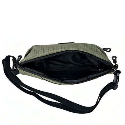 Grid Ripstop Nylon Sling Bag for Men Women, Waterproof Crossbody Chest Bag with Dual Zip Compartments, Lightweight Waist Fanny Pack for Outdoor Travel Hiking Running Everyday Use, Light Gray3 (9).jpg
