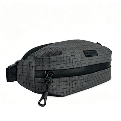 Grid Ripstop Nylon Sling Bag for Men Women, Waterproof Crossbody Chest Bag with Dual Zip Compartments, Lightweight Waist Fanny Pack for Outdoor Travel Hiking Running Everyday Use, Light Gray2 (3).jpg