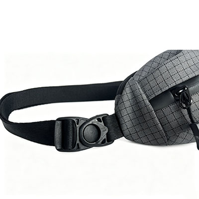 Grid Ripstop Nylon Sling Bag for Men Women, Waterproof Crossbody Chest Bag with Dual Zip Compartments, Lightweight Waist Fanny Pack for Outdoor Travel Hiking Running Everyday Use, Light Gray2 (6).jpg