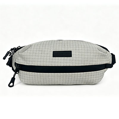 Grid Ripstop Nylon Sling Bag for Men Women, Waterproof Crossbody Chest Bag with Dual Zip Compartments, Lightweight Waist Fanny Pack for Outdoor Travel Hiking Running Everyday Use, Light Gray1 (2).jpg