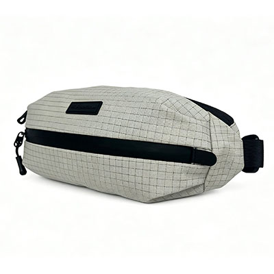 Grid Ripstop Nylon Sling Bag for Men Women, Waterproof Crossbody Chest Bag with Dual Zip Compartments, Lightweight Waist Fanny Pack for Outdoor Travel Hiking Running Everyday Use, Light Gray1 (3).jpg