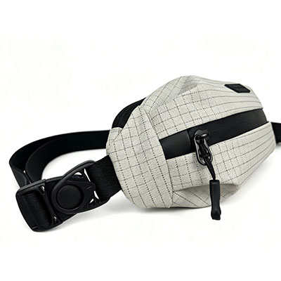 Grid Ripstop Nylon Sling Bag for Men Women, Waterproof Crossbody Chest Bag with Dual Zip Compartments, Lightweight Waist Fanny Pack for Outdoor Travel Hiking Running Everyday Use, Light Gray1 (5).jpg